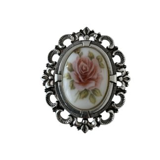 Anneau de foulard vintage cabochon fleurs roses