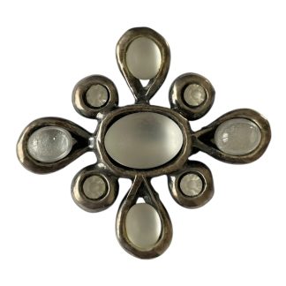 Broche croix cabochons verre opal Scooter Paris