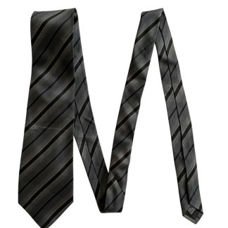 Cravate en soie Rykiel homme rayures gris noir