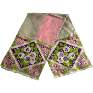 Foulard écharpe soie motif belle époque fleurs