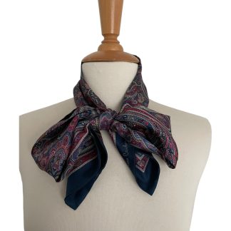Foulard écharpe noeud lavallière Pierre Cardin soie motif cachemire